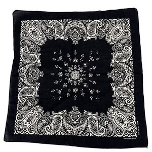 Fast Color Black White Bandana All Cotton Selvedge Edge Vintage RN 14193